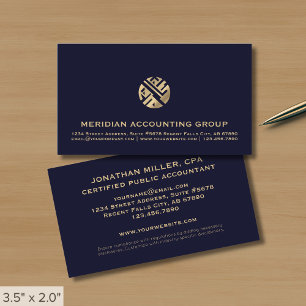 Accounting Tax Professional Navy Blue Business Card
