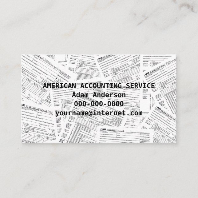Accounting Tax Service 1040 form Business Card (Front)