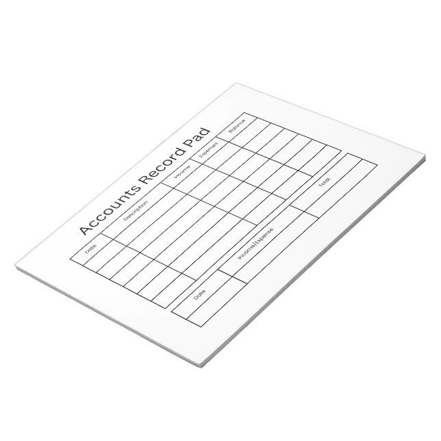 Accounts Record Pad Ledger (Angled)