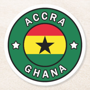 Accra Ghana Round Paper Coaster