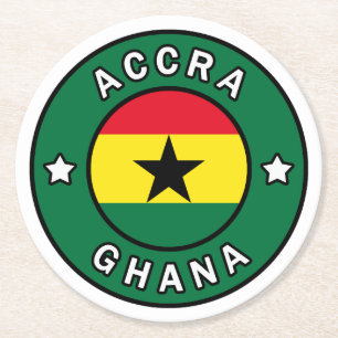 Accra Ghana Round Paper Coaster