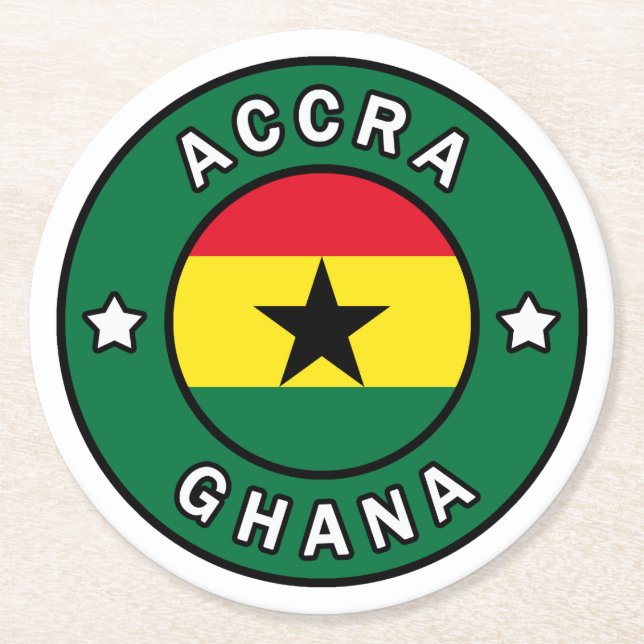Accra Ghana Round Paper Coaster (Front)