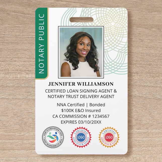 Accreditation Notary Public Photo QR Code ID Green Badge (Creator Uploaded)