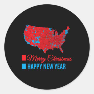 Accurate Election Map Merry Christmas Happy New Ye Classic Round Sticker