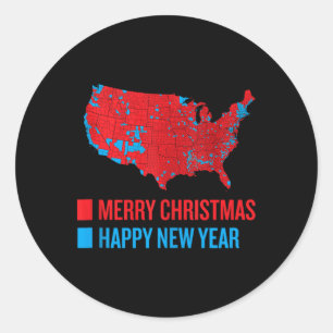Accurate Election Map Merry Christmas Happy New Ye Classic Round Sticker