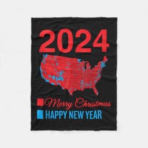 Accurate Election Map Merry Christmas Happy New Ye Fleece Blanket