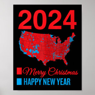 Accurate Election Map Merry Christmas Happy New Ye Poster