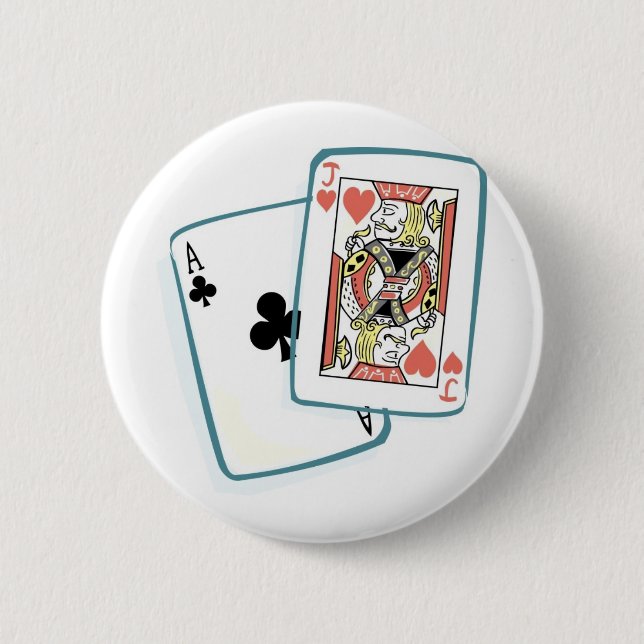 Ace and Jack Poker Cards 6 Cm Round Badge (Front)