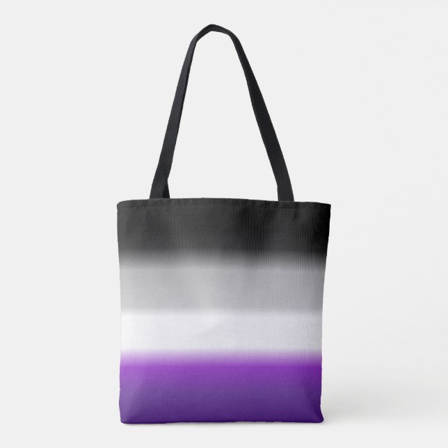 Ace Asexual Gradient Pride Flag: Horizontal Stripe Tote Bag (Back)