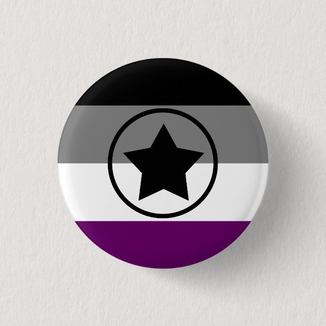 Ace/Asexual Pride Flag with a Star in a Circle 3 Cm Round Badge (Front)
