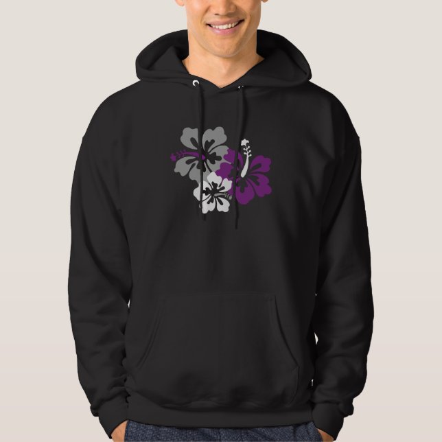 Ace Asexual Pride Subtle LGBTQ Hibiscus Flower Gay Hoodie (Front)