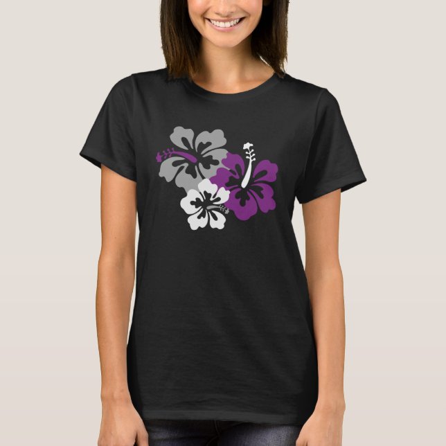 Ace Asexual Pride Subtle LGBTQ Hibiscus Flower Gay T-Shirt (Front)