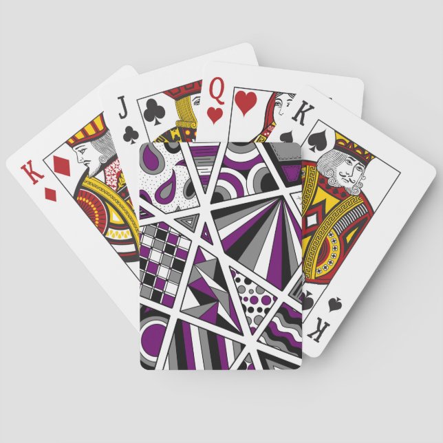 Ace Asexual Pride Zen Doodle Modern Abstract Purpl Playing Cards (Back)