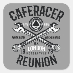 Ace Cafe Racer Reunion Work Hard Wrench Hard Ride Square Sticker