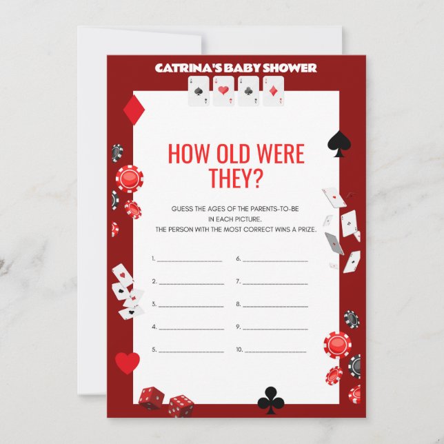Ace Casino Baby Shower - Editable Name, 5x7 Invitation (Front)