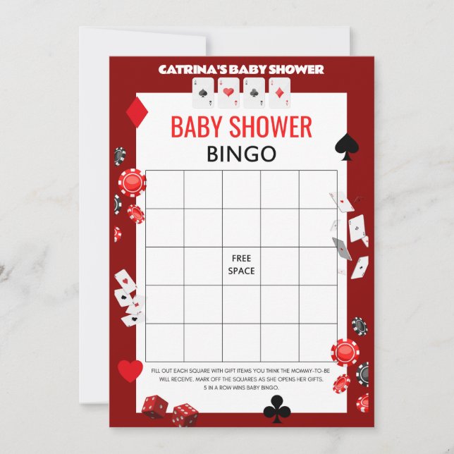 Ace Casino Baby Shower - Editable Name, 5x7 Invitation (Front)