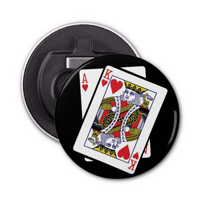 Ace & King of Hearts 21st Birthday  Bottle Opener (Front)