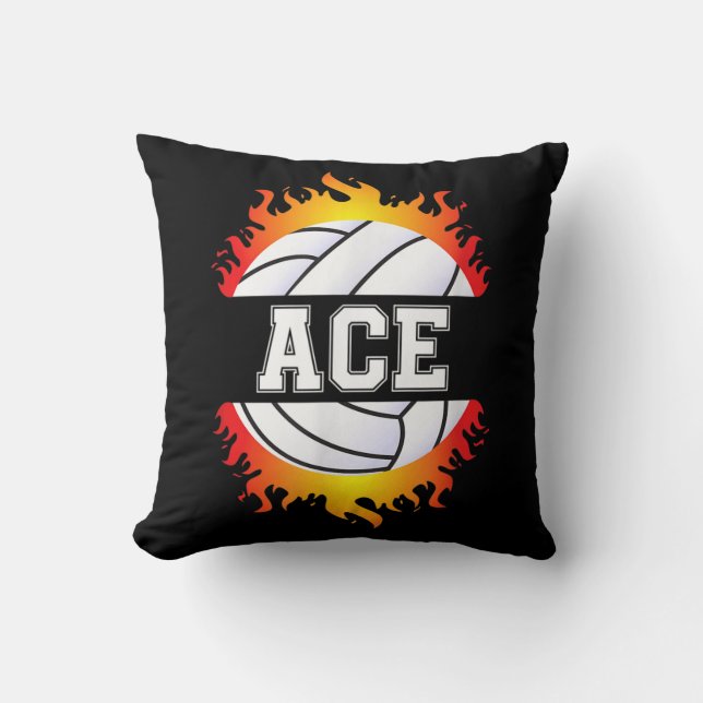 Ace Name Volleyball Player Boys Ball and Net Sport Cushion (Front)