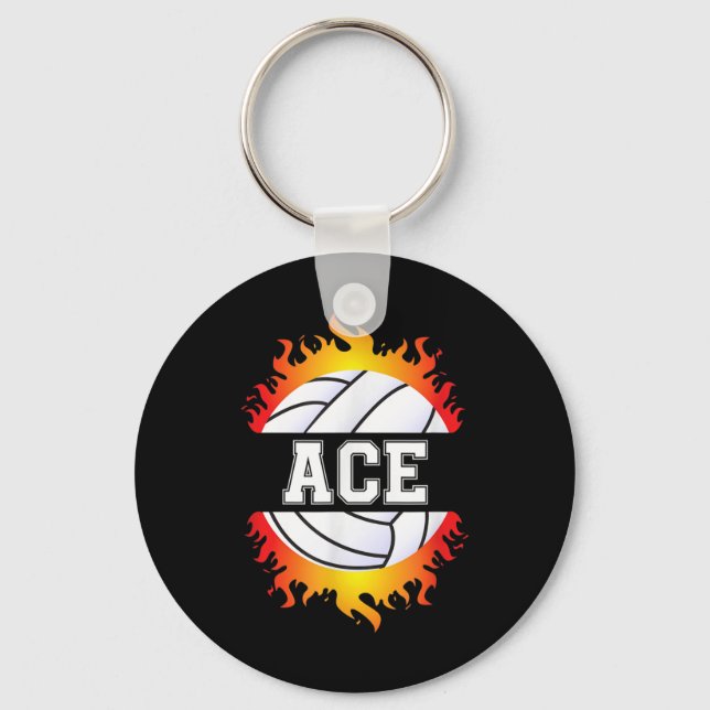 Ace Name Volleyball Player Boys Ball and Net Sport Key Ring (Front)