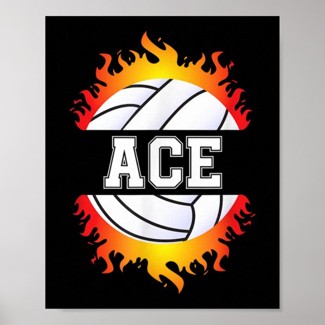 Ace Name Volleyball Player Boys Ball and Net Sport Poster (Front)