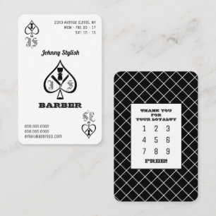 Ace of barbers black and white loyalty card