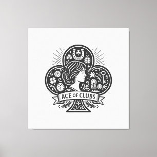 Ace of Clubs — Lady Luck Cameo Canvas Print