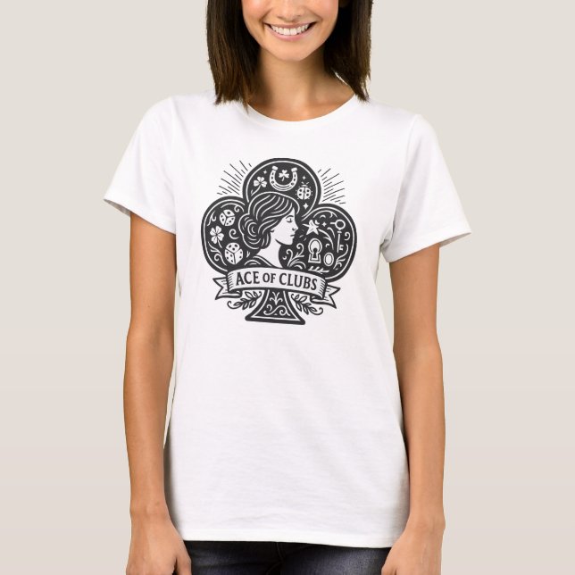 Ace of Clubs — Lady Luck Cameo T-Shirt (Front)