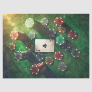 Ace of Clubs & Poker Chips, Gaming  Tissue Paper