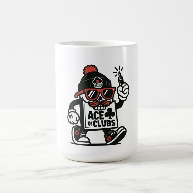 Ace of Clubs Street Mascot — Poker Grind Crew Coffee Mug (Center)