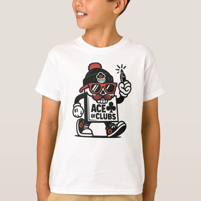 Ace of Clubs Street Mascot — Poker Grind Crew T-Shirt (Front)