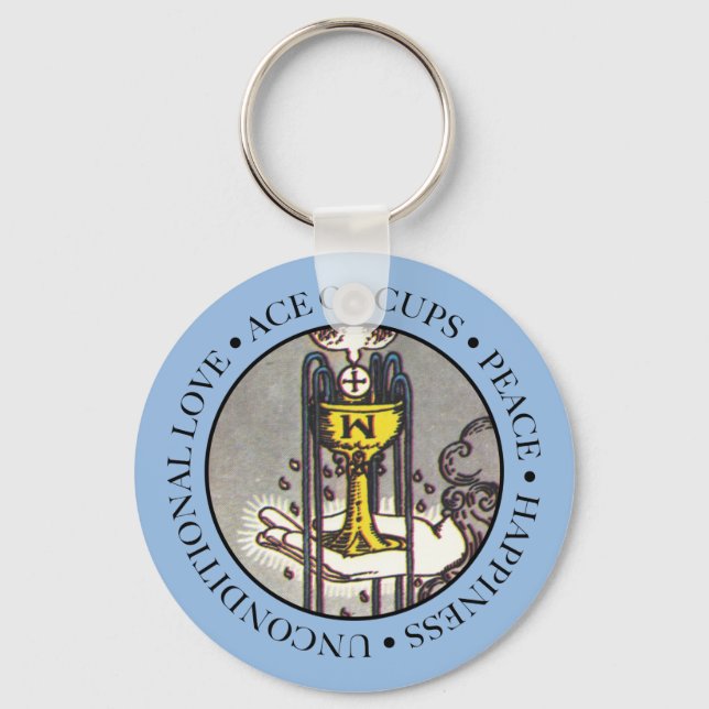 Ace of Cups with Text Key Ring (Front)