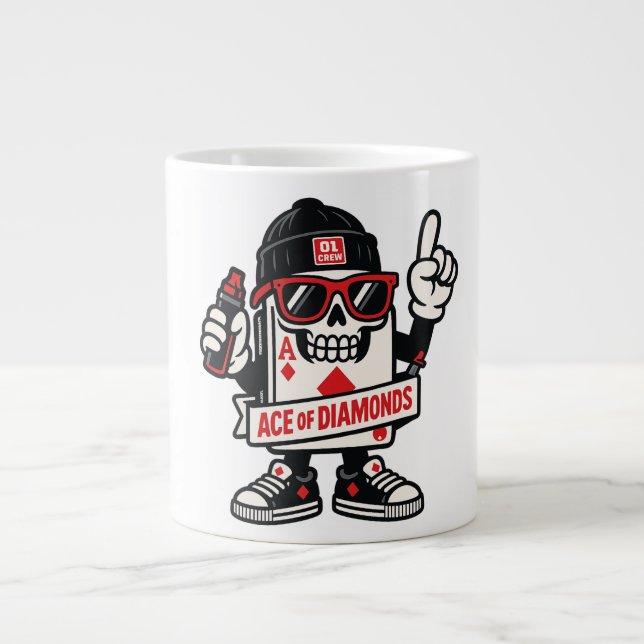 Ace of Diamonds Street Mascot — High-Roller Editio Large Coffee Mug (Front)
