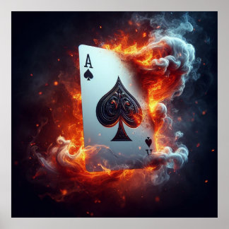 Ace of Flames - Fiery Playing Card Poster