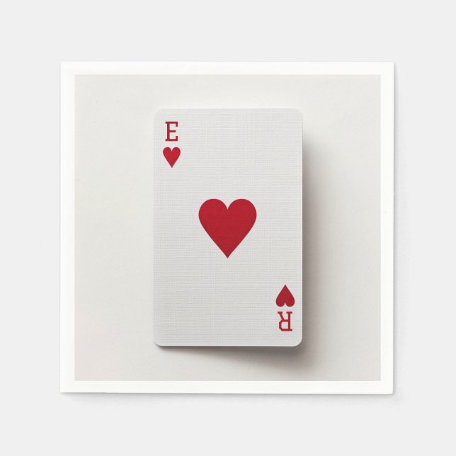 Ace of Hearts Card - Initials Napkin (Front)