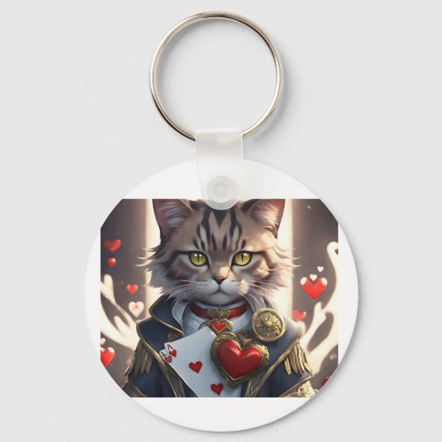 Ace of Hearts Cat Key Ring (Front)