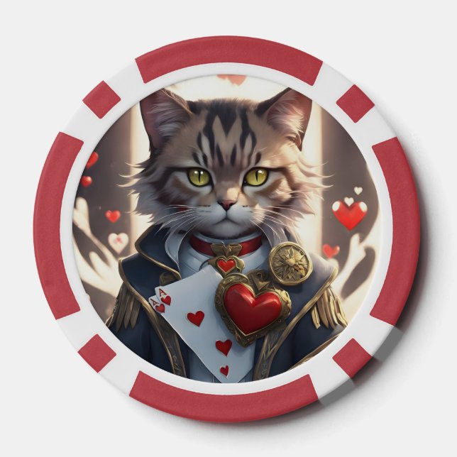 Ace of Hearts Cat Poker Chips (Back)