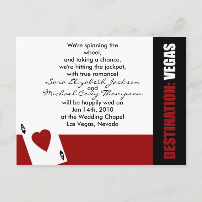 Ace of Hearts Destination Vegas Wedding Invitation (Front)