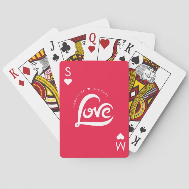 Ace of Hearts Initials Valentines Day  Playing Cards (Back)