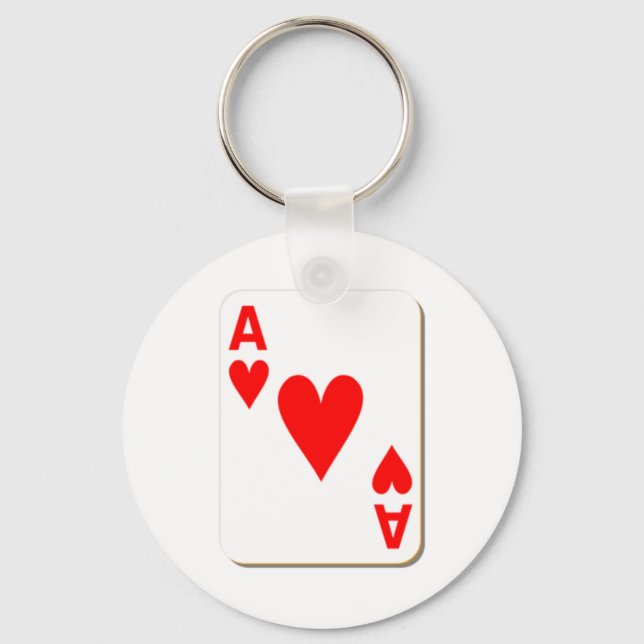 Ace of Hearts Playing Card Key Ring (Front)