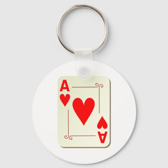Ace of Hearts Playing Card Key Ring (Front)