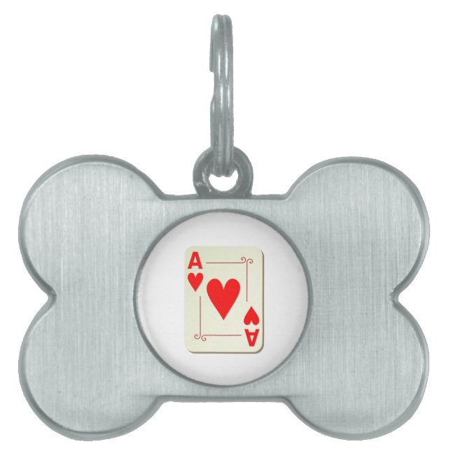 Ace of Hearts Playing Card Pet Name Tag (Front)