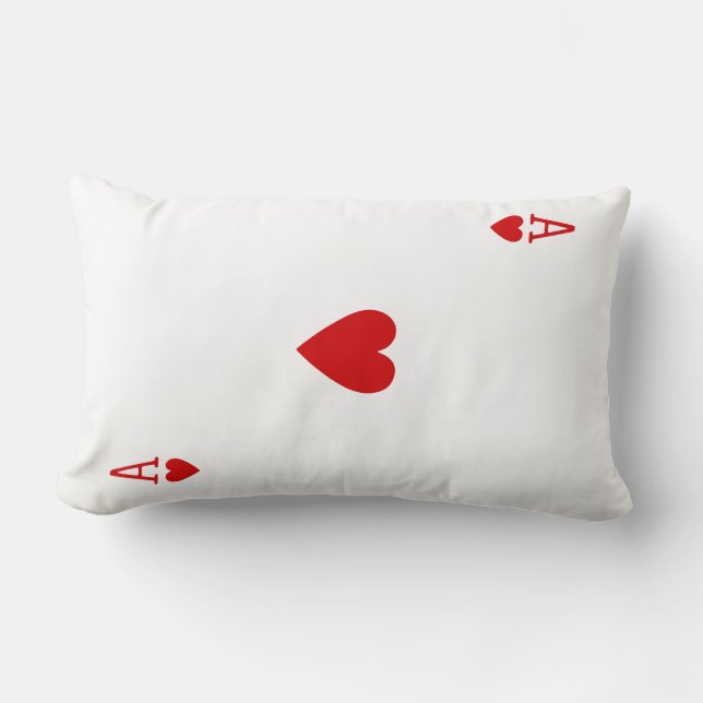 Ace of Hearts Playing Card Pillow (Black Back) (Front)