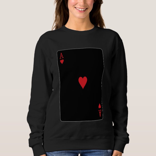 Ace of Hearts Playing Card Sweatshirt (Front)