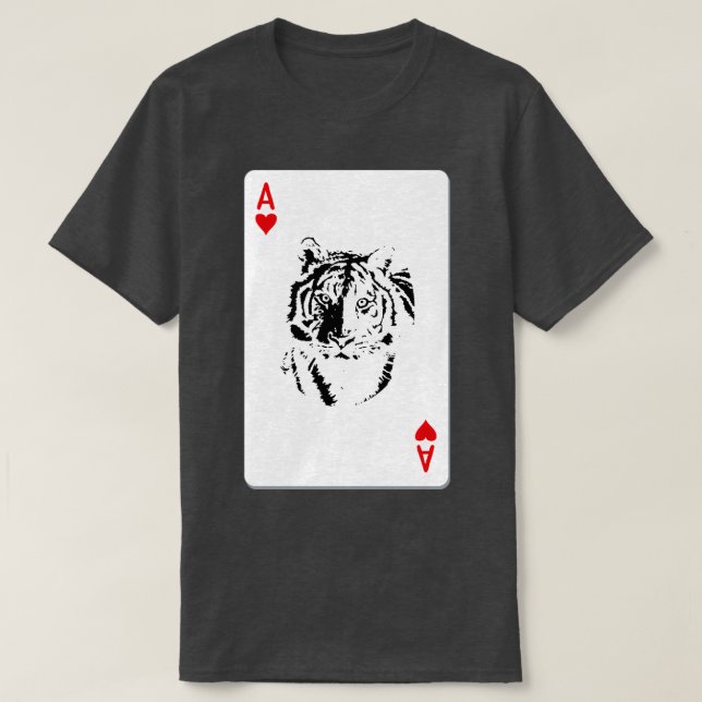 Ace of hearts playing card with tiger T-Shirt (Design Front)