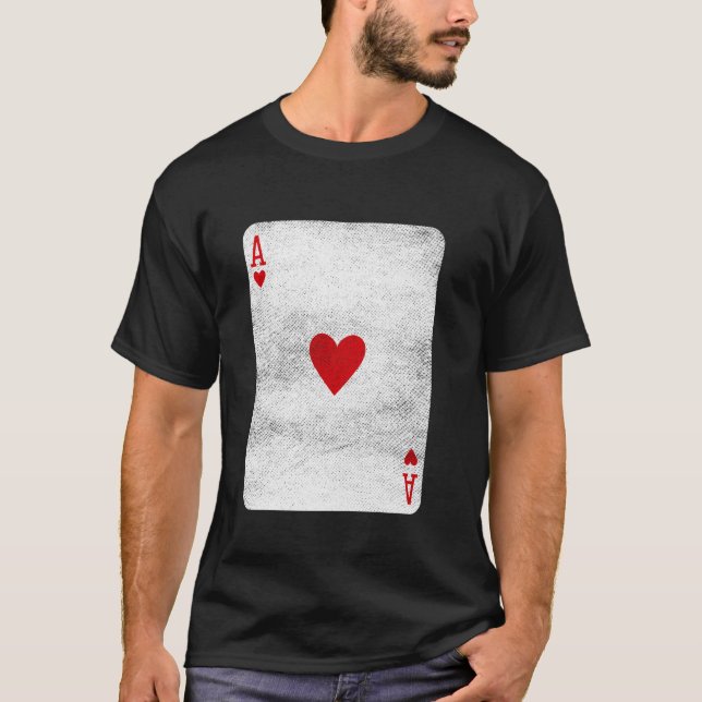 Ace of Hearts Playing Cards Halloween Party Costum T-Shirt (Front)