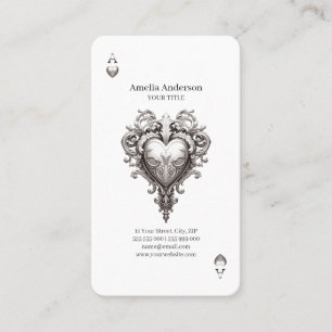 Ace Of Hearts Silver Baroque Business Card