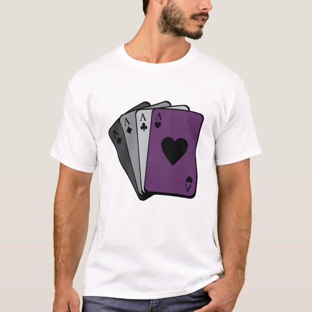 Ace Of Spades Asexual Flag Playing Cards LGBT Gift T-Shirt (Front)