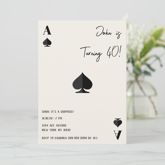 Ace of Spades Birthday Card | Playing Card Party T (Standing Front)