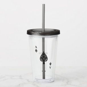 Ace of Spades Black and White Playing Card Acrylic Tumbler