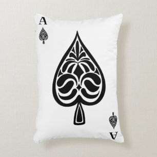 Ace of Spades Black and White Playing Card Decorative Cushion